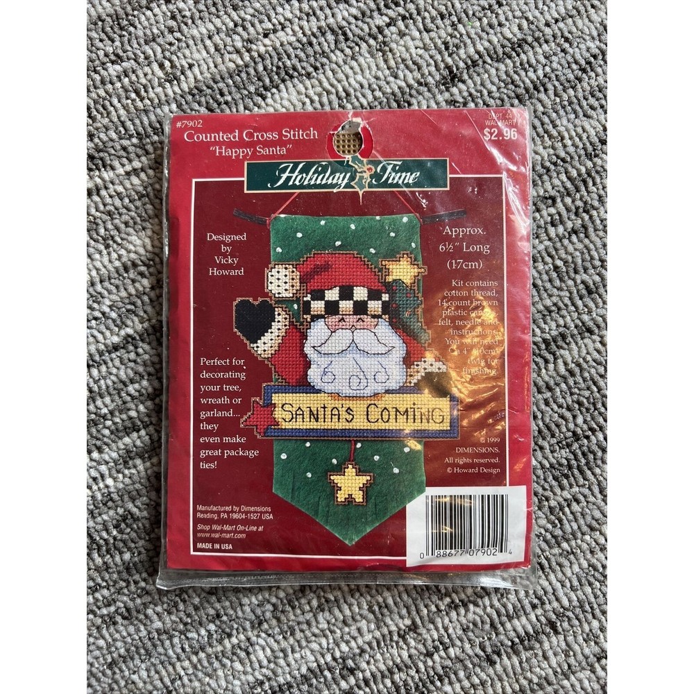 Vintage Holiday Time Christmas Happy Santa Cross Stitch #7902 NEW